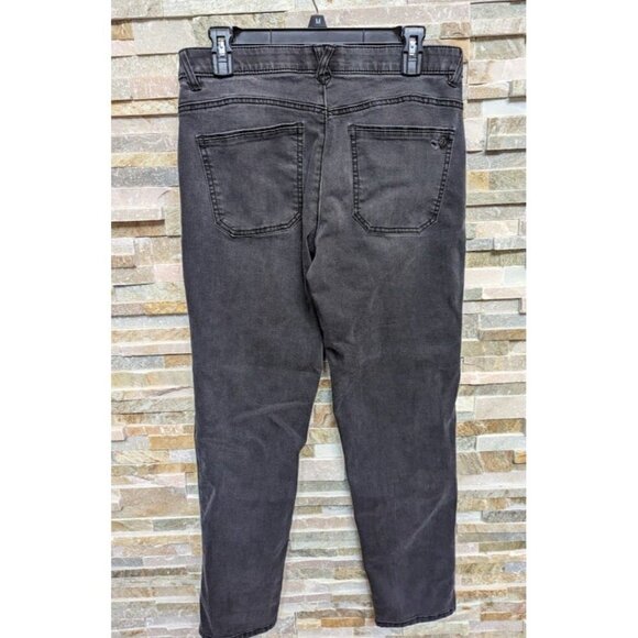 Democracy Jeans Womens Black Ab Solution Distressed mid Rise Straight Leg - Picture 2 of 7